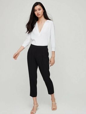 Babaton Cohen Black Pleated Dress Trousers Mid Rise Size 8